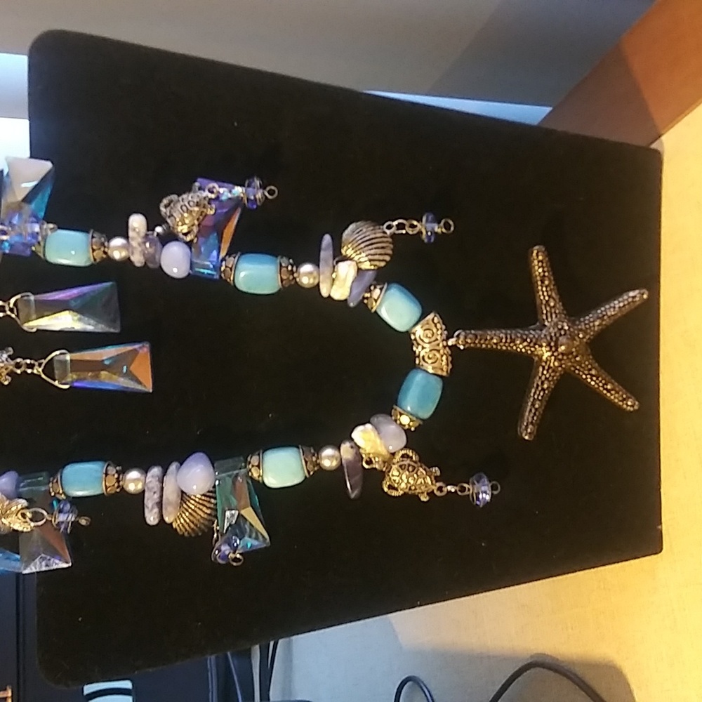Light Blue necklace bracelet and earring set